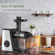Load image into Gallery viewer, Juicer Machines, ORFELD Slow Masticating Juicer Extractor Easy to Clean, Quiet Motor and Reverse Function, Cold Press Juicer for Vegetable and Fruit Carrots, Oranges and Celery etc (Silver)