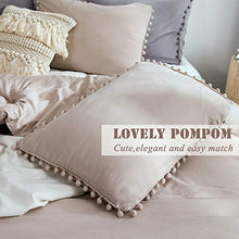 Load image into Gallery viewer, SexyTown King Size Pom Pom Comforter,Super Soft Lightweight Boho Chic Bohemian Warm Winter Comforter Set with Ball Pom Fringe Microfiber Duvet 3 Pieces (1 Comforter + 2 Pom Pillow Shams)