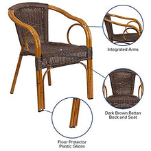 Load image into Gallery viewer, Flash Furniture Cadiz Series Red Bamboo-Aluminum Indoor-Outdoor Restaurant-Patio Chair with Dark Brown Rattan