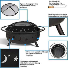 Load image into Gallery viewer, Sunnydaze Cosmic Outdoor Fire Pit - 42 Inch Large Bonfire Wood Burning Patio & Backyard Firepit for Outside with Round Spark Screen, Fireplace Poker, and Metal Grate, Celestial Design