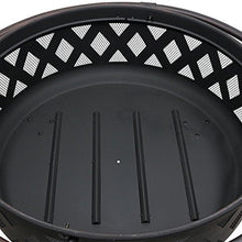 Load image into Gallery viewer, Sunnydaze Black Crossweave Large Outdoor Fire Pit - 36-Inch Heavy Duty Wood-Burning Fire Pit with Spark Screen for Patio & Backyard Bonfires, Includes Poker & Round Fireplace Cover