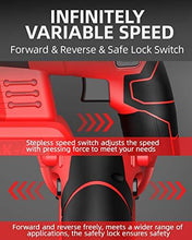 Load image into Gallery viewer, Rotary Hammer Drill, WAKYME SDS-Plus 1/2 inch 21V Cordless Demolition Hammer with 1400RPM and Two 4.0Ah Batteries, Variable Speed, 3-in-1 Mode Brushless Impact Drill with Safety Clutch, 13 Pieces Set