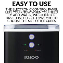 Load image into Gallery viewer, Igloo ICEB33BK Large-Capacity Automatic Portable Electric Countertop Ice Maker Machine, 33 Pounds in 24 Hours, 9 Ice Cubes Ready in 7 minutes, With Ice Scoop and Basket, Black