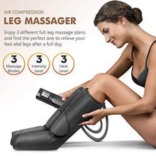 Load image into Gallery viewer, Cunmiso Leg Air Compression Massager with LCD Handheld Controller for Circulation and Relaxation, Foot and Calf Massage Machine with 3 Heat Modes 3 Intensities, 2 Extensions Wraps for Men and Women