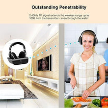Load image into Gallery viewer, ARTISTE Wireless TV Headphones Over Ear Headsets - Digital Stereo Headsets with 2.4GHz RF Transmitter, Charging Dock, 100ft Wireless Range and Rechargeable 20 Hour Battery, Black