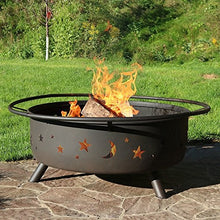 Load image into Gallery viewer, Sunnydaze Cosmic Fire Pit for Outdoors - 42-Inch Large Wood Burning Fire Pit with Moon and Stars - Perfect for Patio and Backyard Bonfires Outside - Includes Round Spark Screen, Fireplace Poker, and Metal Grate - Celestial Design
