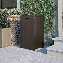 Load image into Gallery viewer, Suncast Trash Hideaway Outdoor Patio 33 Gallon Garbage Waste Trash Can Bin, Java (2 Pack)