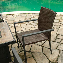 Load image into Gallery viewer, BALI OUTDOORS Gas Firepit Chairs Outdoor Wicker Patio Dining Set, Set of 2 Stackable Outdoor Wicker Chairs for Patio, Garden, Yards, Indoor, Multibrown