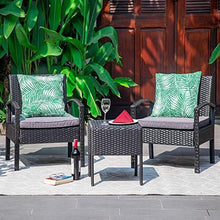 Load image into Gallery viewer, M&W 3 Pieces Patio Furniture Set, Wicker Outdoor Chairs and Coffee Table for Balcony, PE Rattan Bistro Table Set for Lawn, Garden, Backyard, Grey (Throw Pillow NOT Included)