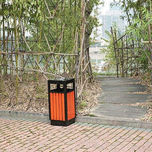 Load image into Gallery viewer, LOMJK Outdoor Trash Cans Bins Outdoor Dustbins Standing Steel Wood Trash Can Community Garden Commercial Unit Bins Storage Barrel with Ashtray Outdoor Trash Cans