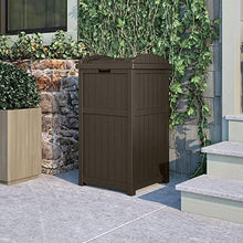 Load image into Gallery viewer, Suncast Trash Hideaway Outdoor Patio 33 Gallon Garbage Waste Trash Can Bin, Java (2 Pack)