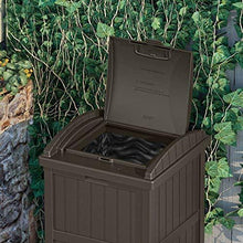 Load image into Gallery viewer, Suncast Trash Hideaway Outdoor Patio 33 Gallon Garbage Waste Trash Can Bin, Java (2 Pack)