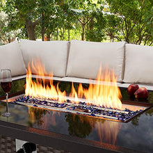 Load image into Gallery viewer, U-MAX 44in Outdoor Propane Gas Fire Pit Table, 50,000 BTU Auto-Ignition Gas Firepit with Glass Wind Guard, Black Tempered Glass Tabletop & Blue Glass Rock, Brown PE Rattan, CSA Certification