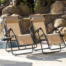 Load image into Gallery viewer, Best Choice Products Set of 2 Adjustable Steel Mesh Zero Gravity Lounge Chair Recliners w/Pillows and Cup Holder Trays, Beige
