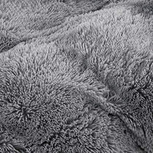 Load image into Gallery viewer, LIFEREVO Luxury Plush Shaggy Duvet Cover Set (1 Faux Fur Duvet Cover + 2 Pompoms Fringe Pillow Shams) Solid, Zipper Closure (Queen Gray)