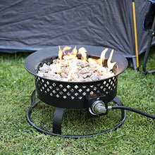 Load image into Gallery viewer, Bond Manufacturing 67836 54,000 BTU Aurora Camping, Backyard, Tailgating, Hunting and Patio. Locking Lid & Carry Handle Portable Steel Propane Gas Fire Pit Outdoor Firebowl, 18.5", Bronze
