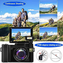 Load image into Gallery viewer, Digital Camera Vlogging Camera with YouTube 30MP Full HD 2.7K Vlog Camera with Flip Screen 180° Rotation with 32GB Memory Card and 2 Batteries (Focus Fixed)