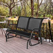 Load image into Gallery viewer, Esright 2 Seats Outdoor Swing Glider Loveseat Chair with Powder Coated Steel Frame, Garden Rocking Seating, Patio Bench for 2 Person, Black