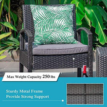 Load image into Gallery viewer, M&W 3 Pieces Patio Furniture Set, Wicker Outdoor Chairs and Coffee Table for Balcony, PE Rattan Bistro Table Set for Lawn, Garden, Backyard, Grey (Throw Pillow NOT Included)