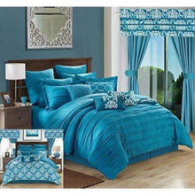 Load image into Gallery viewer, Chic Home Hailee 24 Piece Comforter Complete Bed in a Bag Sheet Set and Window Treatment, Queen, Teal