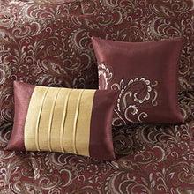 Load image into Gallery viewer, Madison Park Essentials Brystol 24 Piece Room in a Bag Faux Silk Comforter Jacquard Paisley Design Matching Curtains Down Alternative Hypoallergenic All Season Bedding-Set, King(104"x92"), Red