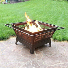Load image into Gallery viewer, Sunnydaze Northern Galaxy Outdoor Fire Pit - 32 Inch Large Square Wood Burning Patio & Backyard Firepit for Outside with Cooking BBQ Grill Grate, Spark Screen, and Fireplace Poker