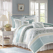 Load image into Gallery viewer, Madison Park Dawn Queen Size Bed Comforter Set Bed In A Bag - Dawn shabby Chic, Blue – 9 Pieces Bedding Sets – 100% Cotton Percale Bedroom Comforters