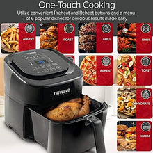 Load image into Gallery viewer, NuWave Brio 6-Quart Air Fryer with App Recipes (Black) Includes Basket Divider, One-Touch Digital Controls, 6 Easy Presets, Wattage Control, and Advanced Functions like SEAR, PREHEAT, DELAY, WARM and More (NEW UPDATED MODEL)