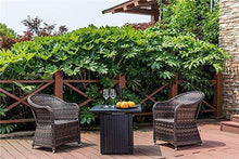 Load image into Gallery viewer, LEGACY HEATING 28 Inch Square Outdoor Gas Propane Fire Pit Pits Firepit Fireplace Dinning Table Tables with Lid, Lava Stone, 48000BTU, ETL Certification, Wicker Look, for Garden Backyard Deck Patio