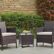 Load image into Gallery viewer, Devoko Patio Porch Furniture Sets 3 Pieces PE Rattan Wicker Chairs with Table Outdoor Garden Furniture Sets (Brown/Beige)