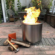Load image into Gallery viewer, Hi-Flame Bonfire Stove Fire Pit 20.5 Inches All Stainless Steel Heavy Duty Outdoor Smokeless Firepit with Lid Portable Backyard Natural Wood Burning Firebowl, Silver Color
