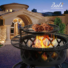 Load image into Gallery viewer, BALI OUTDOORS Wood Burning Fire Pit Backyard with Cooking Grill, 32in, Black, 24in
