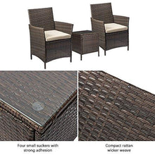 Load image into Gallery viewer, Devoko Patio Porch Furniture Sets 3 Pieces PE Rattan Wicker Chairs with Table Outdoor Garden Furniture Sets (Brown/Beige)