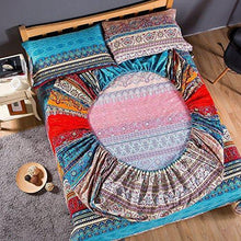Load image into Gallery viewer, HNNSI Brushed Cotton Bohemian Duvet Cover and Fitted Sheet Sets Queen Size 4 Pieces, Bohemia Exotic Striped Bedding Sets, Boho Comforter Cover Sets,NO Comforter (Fitted Sheet Sets, Queen)
