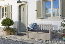 Load image into Gallery viewer, KETER Eden 70 Gallon Storage Bench Deck Box for Patio Furniture, Front Porch Decor and Outdoor Seating – Perfect to Store Garden Tools and Pool Toys
