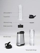 Load image into Gallery viewer, Blender, SHARDOR personal blender for shakes and smoothies with 20oz blender bottles and lid, 300w, silver
