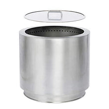 Load image into Gallery viewer, Hi-Flame Bonfire Stove Fire Pit 20.5 Inches All Stainless Steel Heavy Duty Outdoor Smokeless Firepit with Lid Portable Backyard Natural Wood Burning Firebowl, Silver Color
