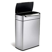 Load image into Gallery viewer, simplehuman 48 Liter / 12.7 Gallon Touch-Bar Kitchen Recycling, Brushed Stainless Steel Dual Compartment Trash Can
