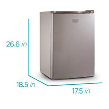 Load image into Gallery viewer, BLACK+DECKER BCRK25V Compact Refrigerator Energy Star Single Door Mini Fridge with Freezer, 2.5 Cubic Feet, VCM, Brushed Metal Finish
