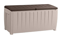 Load image into Gallery viewer, Keter Novel Plastic Deck Storage Container Box Outdoor Patio Furniture 90 Gal, Brown
