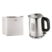 Load image into Gallery viewer, BLACK+DECKER BCRK17W Compact Refrigerator Energy Star Single Door Mini Fridge with Freezer, 1.7 Cubic Ft. &amp; AmazonBasics Stainless Steel Portable Fast, Electric Hot Water Kettle, 1 Liter, Silver
