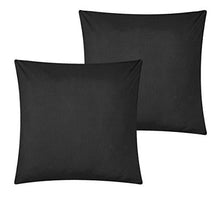 Load image into Gallery viewer, Perfect home 24 Piece Aura Complete Pintuck Embroidery Color Block Bedding, Sheets, Window Panel Collection Queen Bed in a Bag Comforter Set Black, Sheets Included
