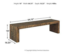 Load image into Gallery viewer, Signature Design by Ashley Sommerford Rustic Wood Dining Room Long Bench, Brown

