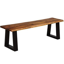 Load image into Gallery viewer, Giantex Wooden Dining Bench Seating Chair Rustic Indoor &amp;Outdoor Furniture (Rustic Brown&amp;Black)

