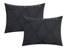 Load image into Gallery viewer, Chic Home 10 Piece Hannah Pinch Pleated, ruffled and pleated complete King Bed In a Bag Comforter Set Black With sheet set

