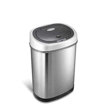 Load image into Gallery viewer, NINESTARS DZT-42-9 Automatic Touchless Infrared Motion Sensor Trash Can, 11 Gal 42L, Stainless Steel Base (Oval, Silver/Black Lid)
