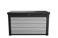 Load image into Gallery viewer, KETER Denali 100 Gallon Resin Large Deck Box-Organization and Storage for Patio Furniture, Outdoor Cushions, Garden Tools and Pool Toys, Grey/Black
