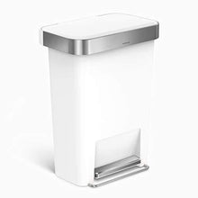 Load image into Gallery viewer, simplehuman 45 Liter Rectangular Kitchen Step Trash Can with Soft-Close Lid, White Plastic
