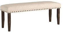 Load image into Gallery viewer, Signature Design by Ashley Rokane Upholstered Farmhouse Bench, Beige &amp; Brown
