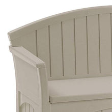 Load image into Gallery viewer, Suncast 50 Gallon Patio Bench with Storage - Decorative Resin Outdoor Patio Bench for Deck, Patio, Garden, Backyard - Ideal for Storing Toys, Cushions, Tools - Taupe ()
